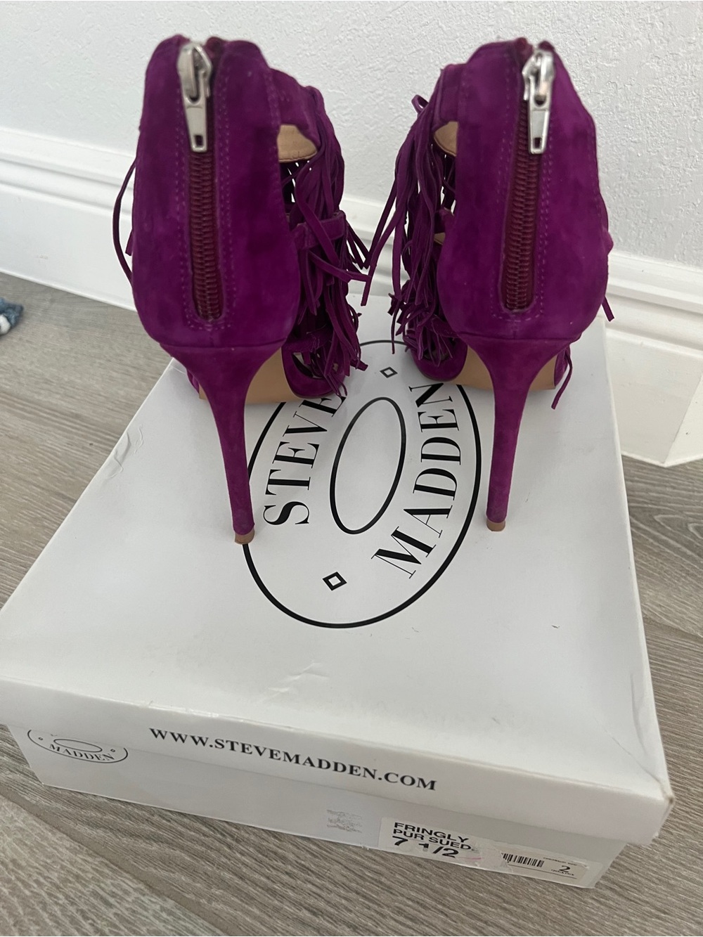 Steve Madden Purple Fringly Suede Heels - Picture 2 of 4